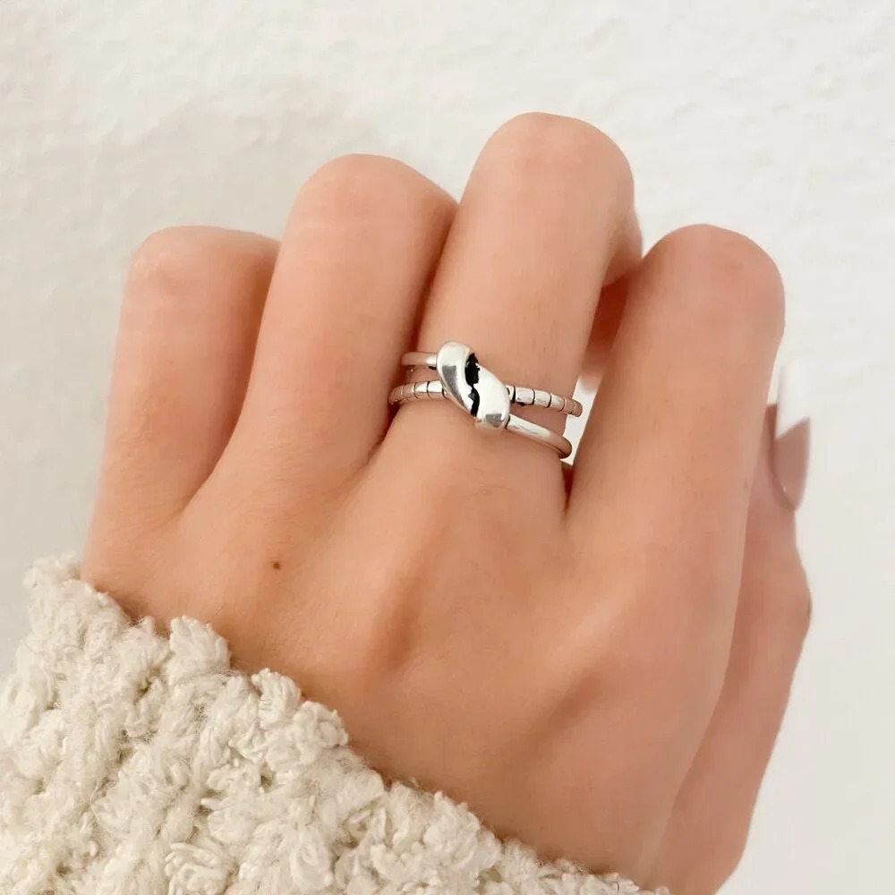 925 Sterling Silver Knot Ring Twist Dainty Ring Minimalist Stackable Ring Band